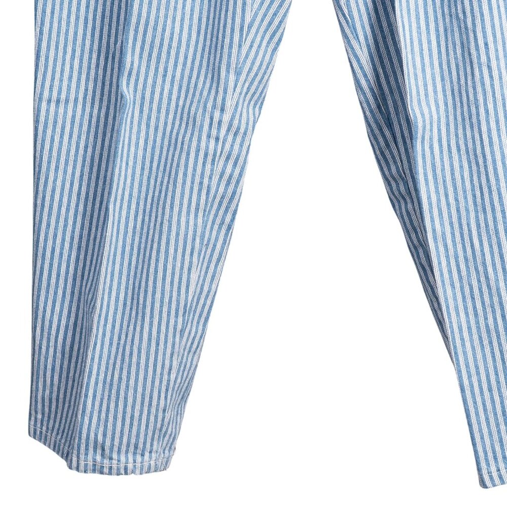 Chic VTG Striped Jeans 14 Womens Straight Pockets Elastic Waist Blue White - Picture 3 of 5